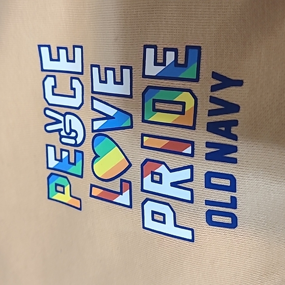 Old Navy tan "Peace, Love, Pride" sweatshirt, size M NWT - Picture 2 of 4